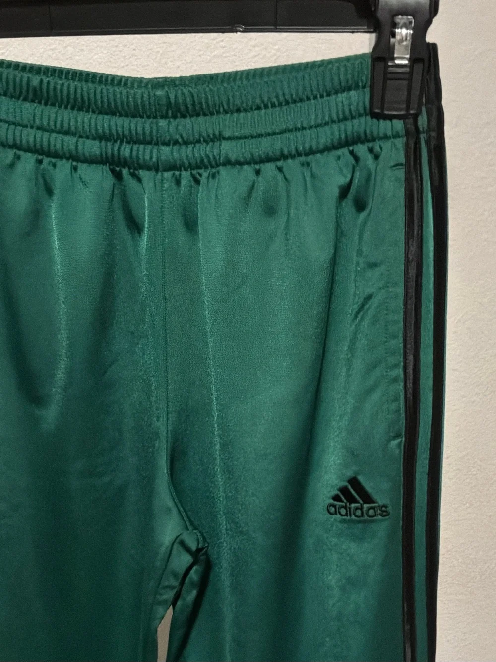 adidas Green Kids Track Joggers with Black Side Stripes